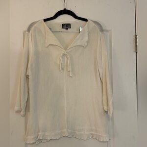 Paper Lace Mid Sleeve Cotton Top White